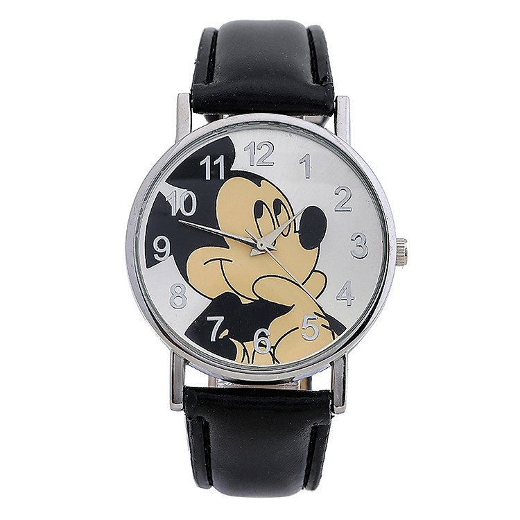 Đồng Hồ Trẻ Em Dây Da Mini GE104 Hình Mickey - Đen