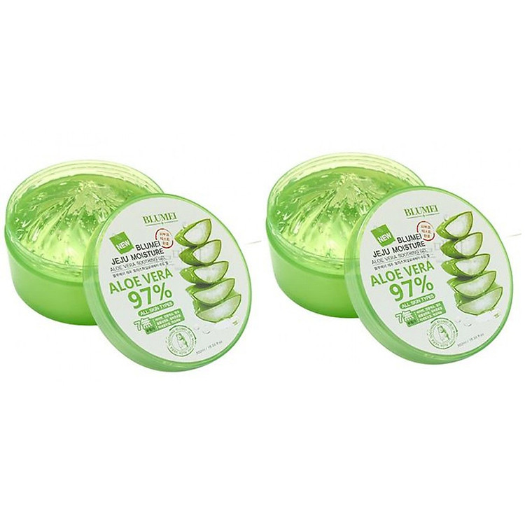 Combo 2 Gel Dưỡng Thể, Dưỡng Mặt Blumei Jeju Aloe Vera Soothing Gel 97% (300ml/ Hộp)