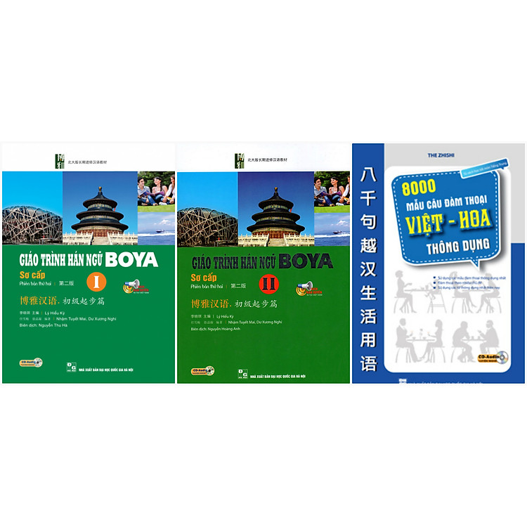 Combo Trọn Bộ Giáo Trình Hán Ngữ Boya Sơ Cấp (Tặng Sách 8000 Mẫu Câu Đàm Thoại Việt - Hoa Thông Dụng)