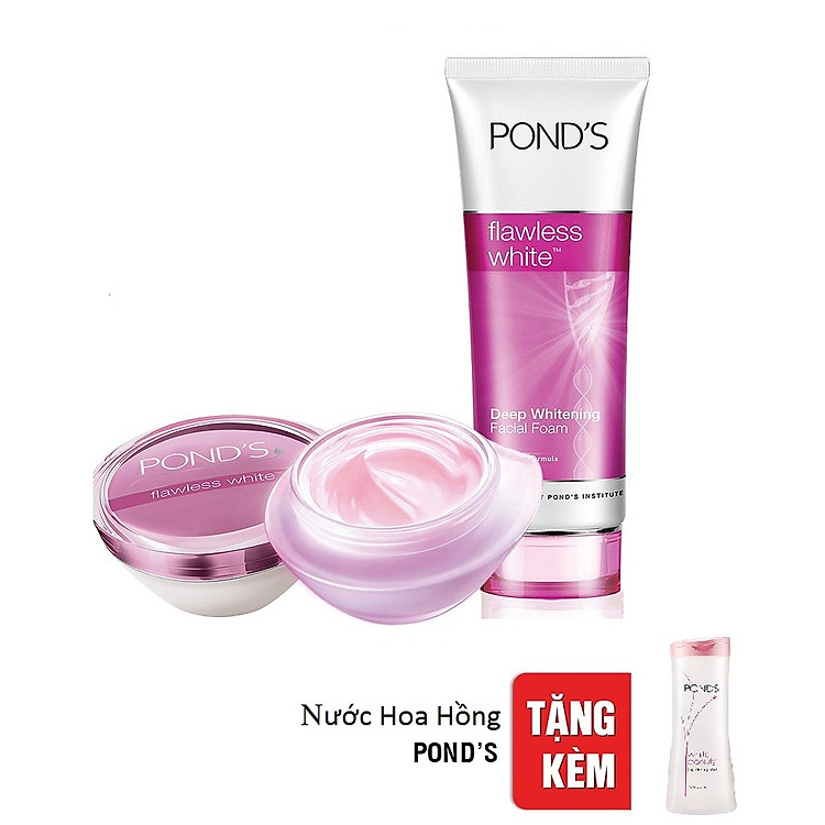 Combo Kem Pond's Trắng Không Tì Vết Ngày (50g) + Sữa Rửa Mặt Trắng Không Tì Vết (100g)