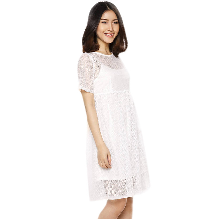 Đầm Baby Doll Hai Lớp Labelle D195 - Trắng (Free Size)