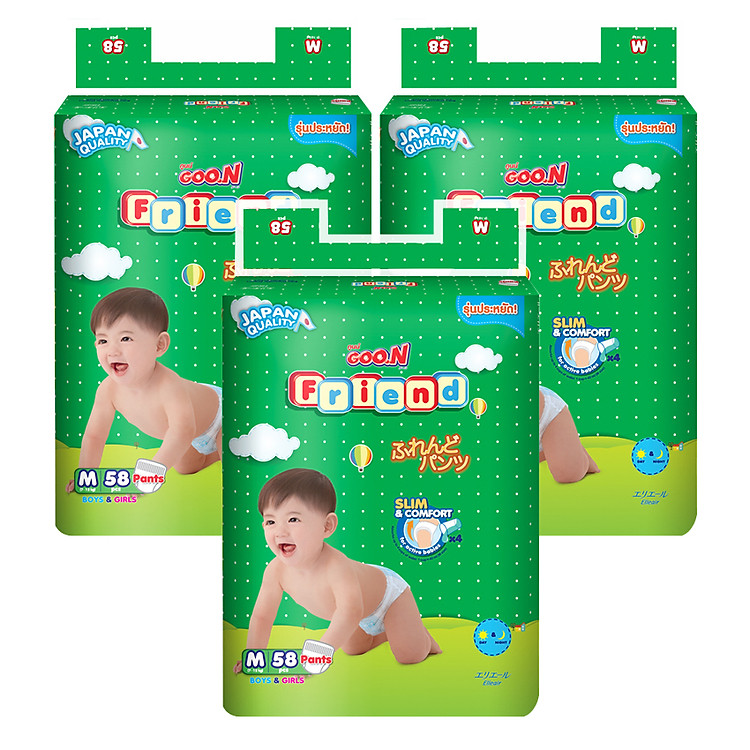Combo 3 Tã Quần Goo.N Friend Gói Cực Đại M58 (58 Miếng)