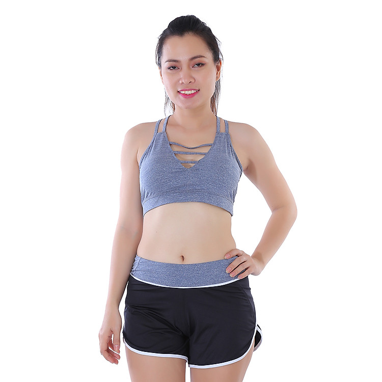 Bộ Đồ Tập Thể Thao Áo Bara Quần Short Monica GY 2015 - Xám Phối Đen
