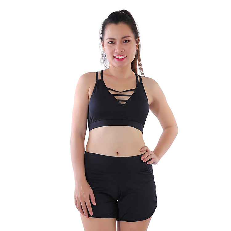 Bộ Đồ Tập Thể Thao Áo Bara Quần Short Monica GY 2016 - Đen