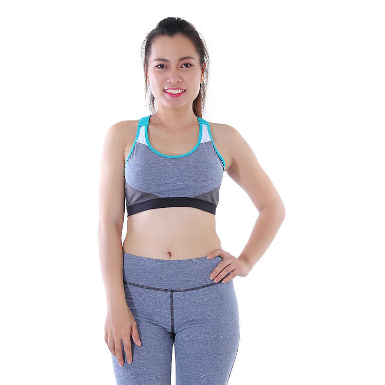 Áo Thể Thao Bara Đan Dây Lưng Monica GY 2023 - Xám Phối Xanh