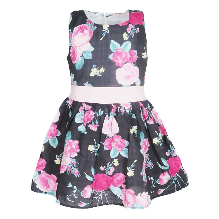 Đầm Hoa Nền Đen Lưng Đắp Vạt Cuckeo - HC 535