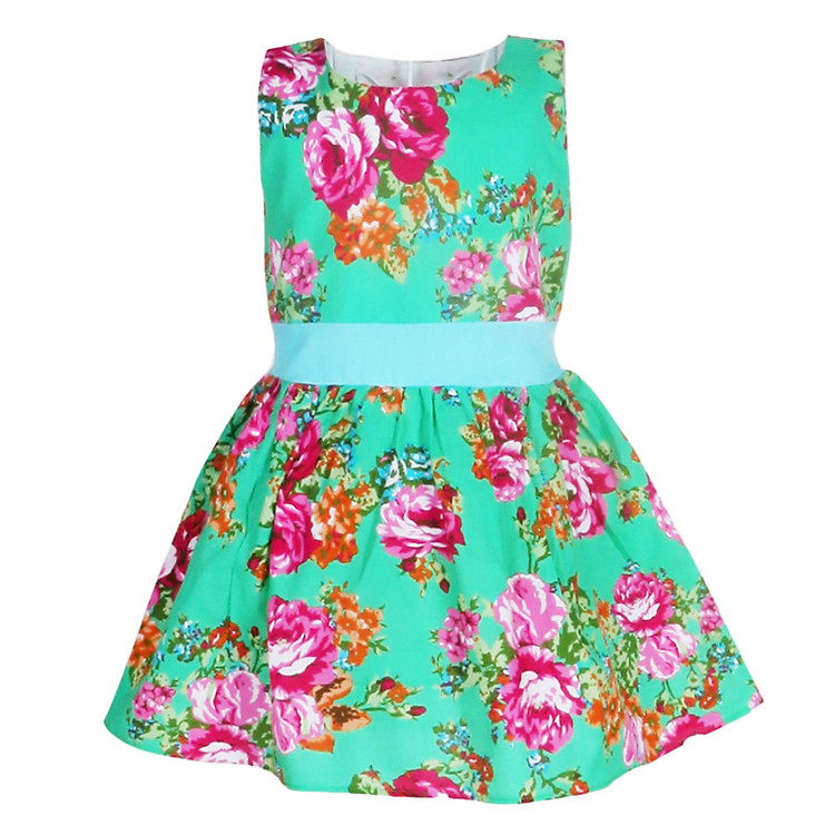 Đầm Hoa Xanh Lưng Đắp Vạt Cuckeo - HC 536