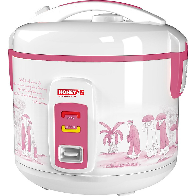 Nồi Cơm Điện Honey's HO702-M18 - Trắng Hồng - Hàng chính hãng