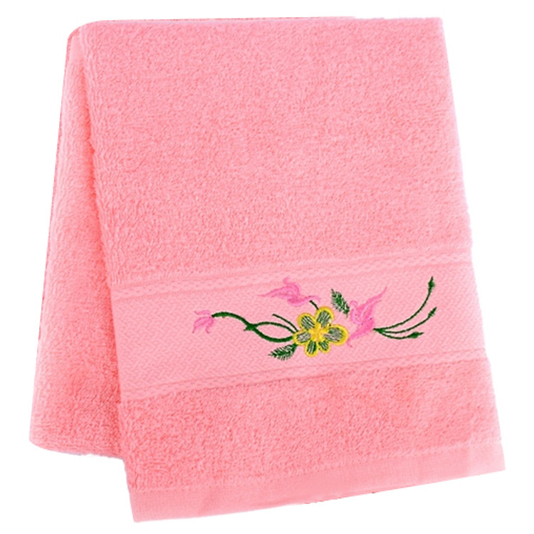 Khăn Tắm Boder Thêu Họa Tiết Hoa Lá Quảng Phú BQM3 (60 x 120 cm)