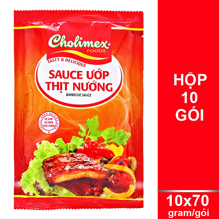 Hộp 10 Gói Sauce Ướp Thịt Nướng Cholimex (70g/Gói)