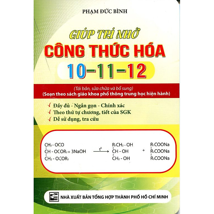 Sách Giúp Trí Nhớ Công Thức Hóa 10 - 11- 12