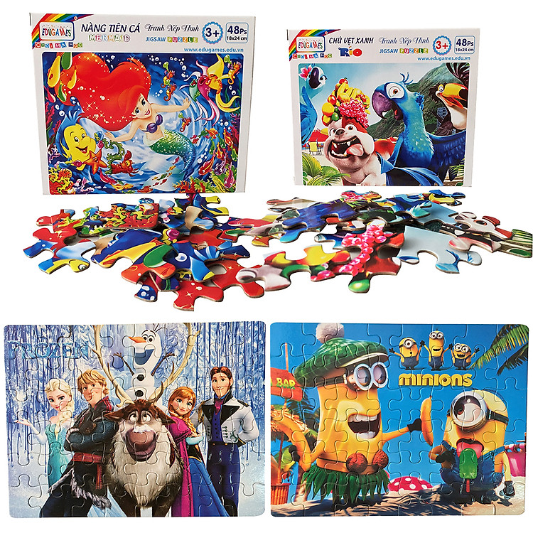 Combo 4 Tranh Ghép Xếp hình EDUGAMES Puzzle EP133 (48 Mảnh Ghép)