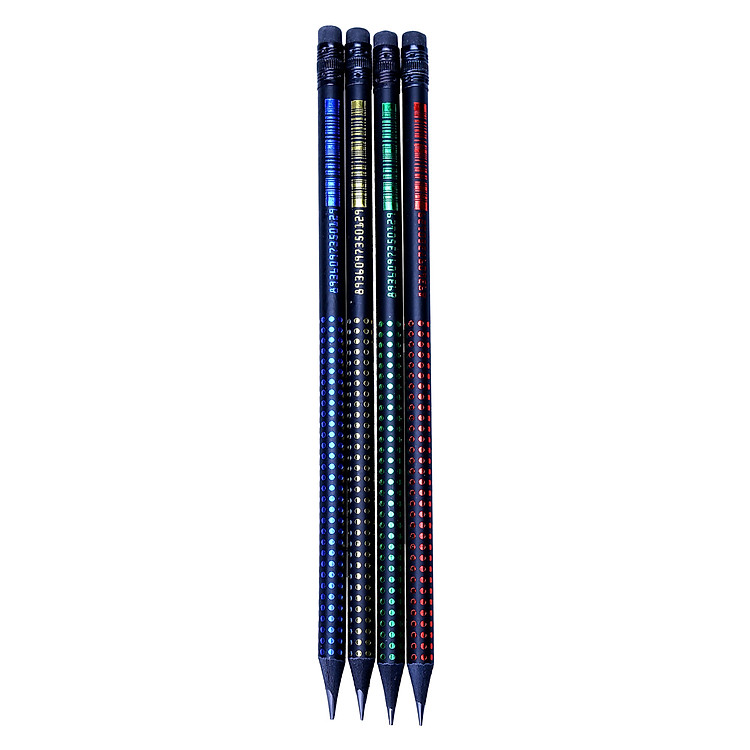 Vỉ 4 Cây Bút Chì Gỗ Đen 2B Dumit PC-204 (Chấm Bi - Tròn)