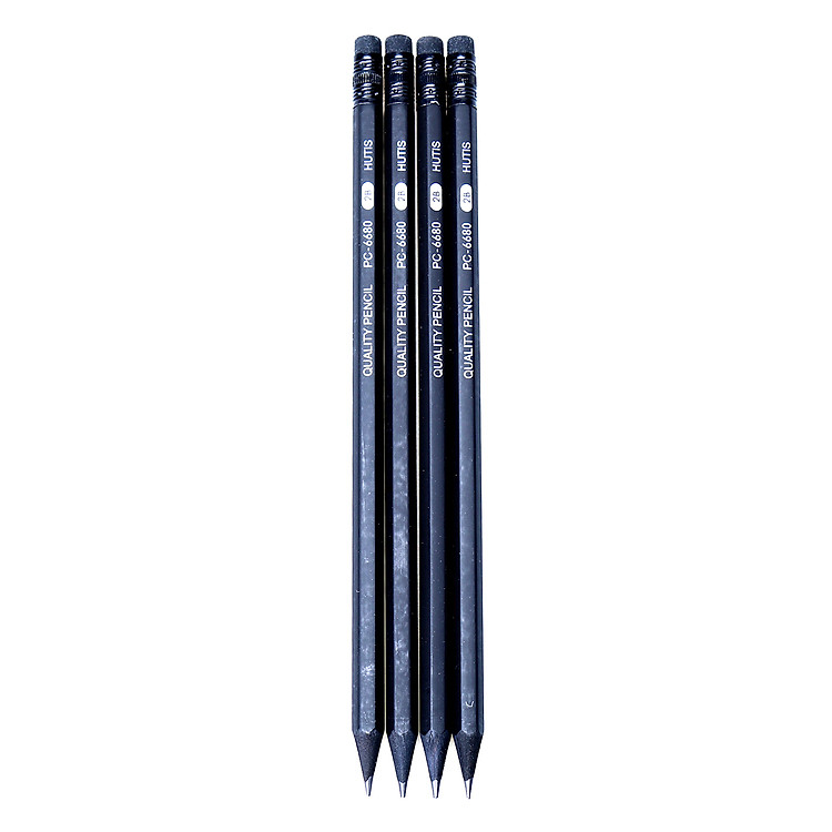 Vỉ 4 Cây Bút Chì 2B Hutis PC-6680 (Lục giác)