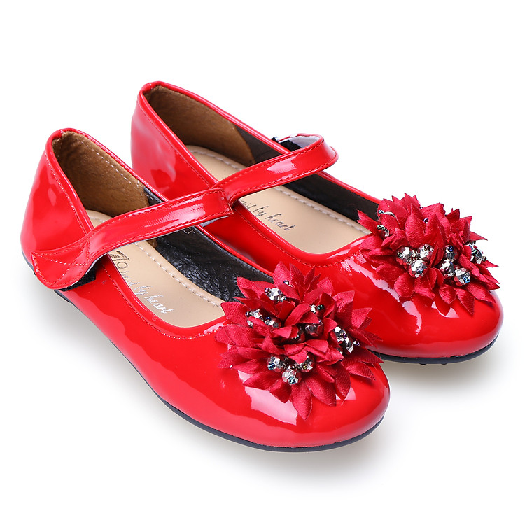 Giày Búp Bê Bé Gái Đính Bông AZ79 BB0152003 - Đỏ