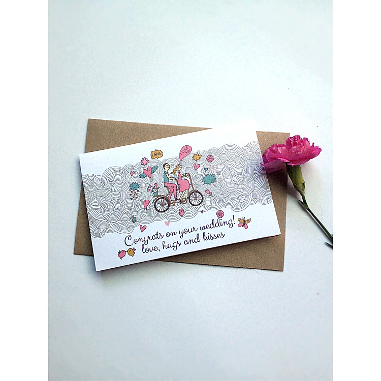 Thiệp Papermix Congrats On Your Wedding - W02 (Trắng)