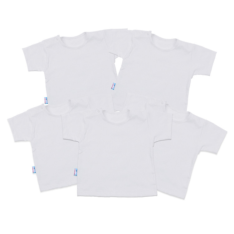 Combo 5 Áo Cài Vai Tay Ngắn Trắng Trơn Mihababy ATN12