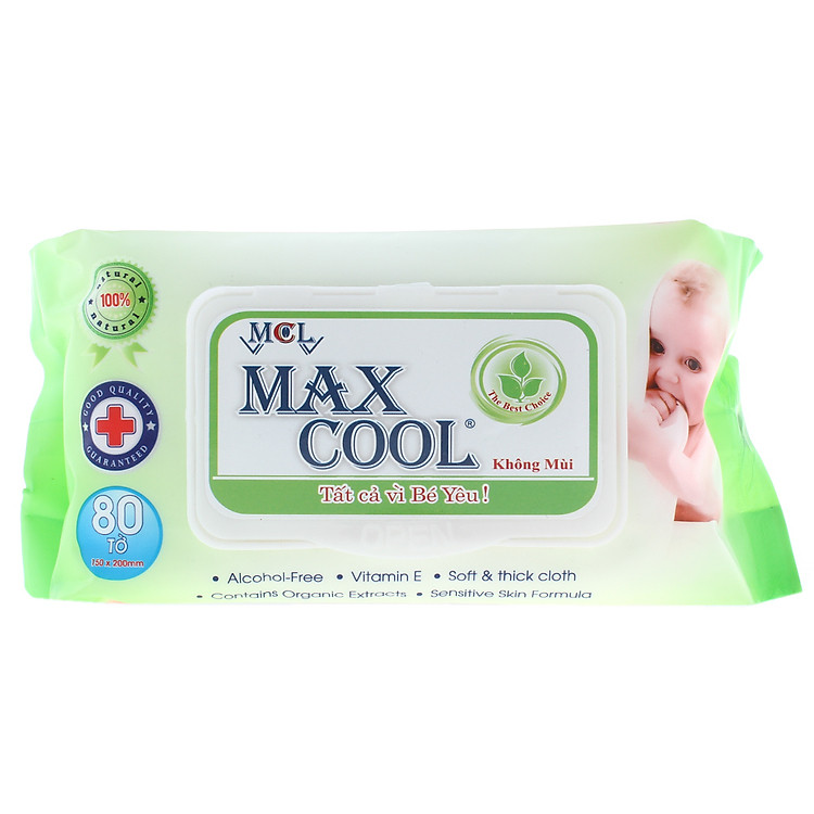 Khăn Giấy Ướt Maxcool 80 Tờ Xanh - Không Mùi