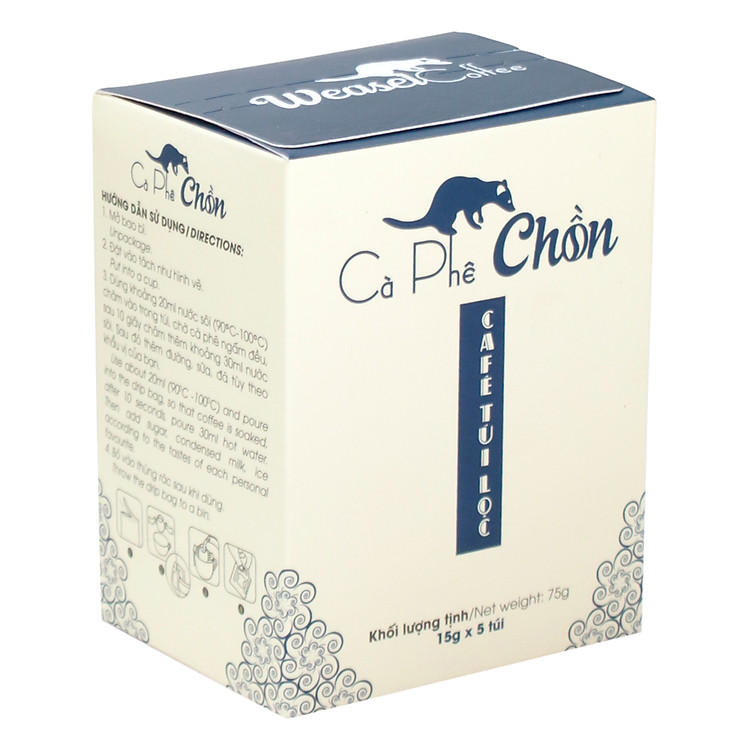 Cà Phê Chồn phin giấy Cocoa Indochine (Hộp 5 Gói x 15g)