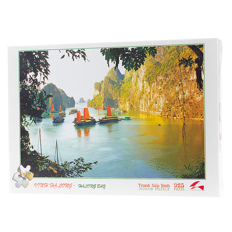 Combo Tranh Xếp Hình Tia Sáng Vịnh Hạ Long & Khung Hình Giấy (925 Mảnh)