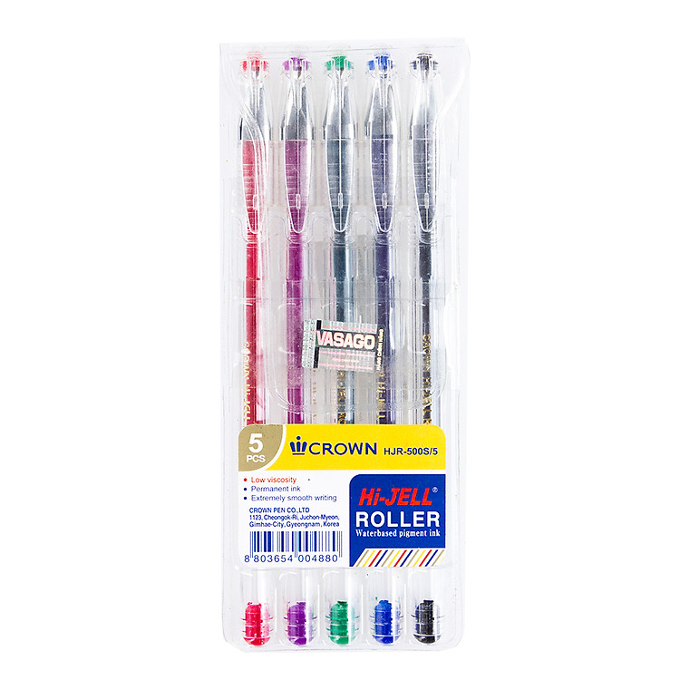 Vỉ Bút Gel Crown HJR - 500S/5 (5 Cây/Vỉ)