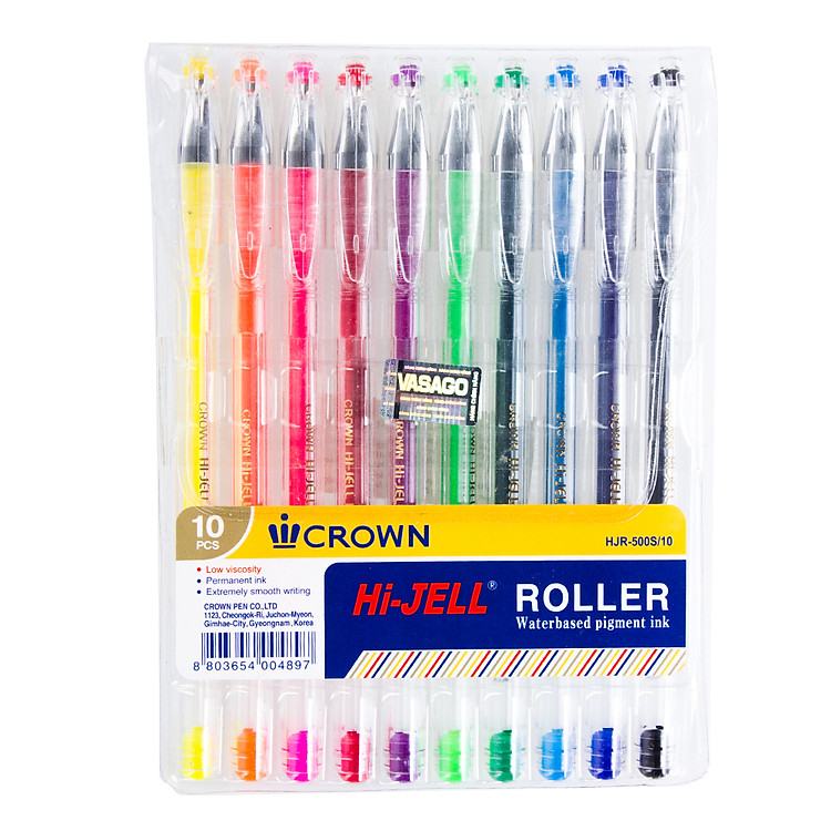 Vỉ Bút Gel Crown HJR - 500S/10 (10 Cây/Vỉ)