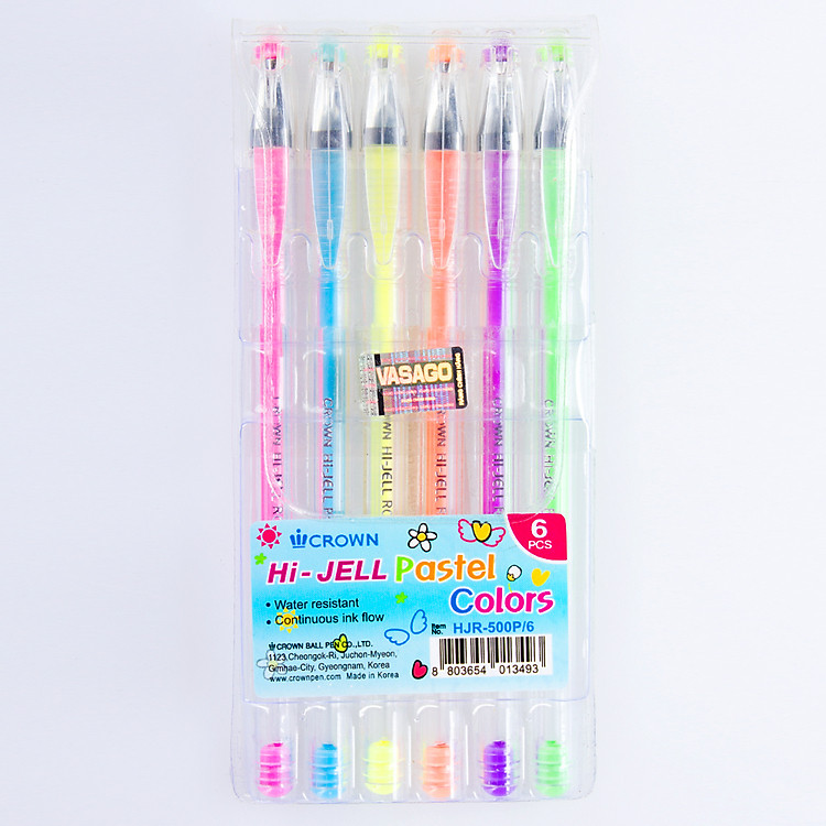 Vỉ Bút Gel Crown HJR - 500P/6 (6 Cây/Vỉ)