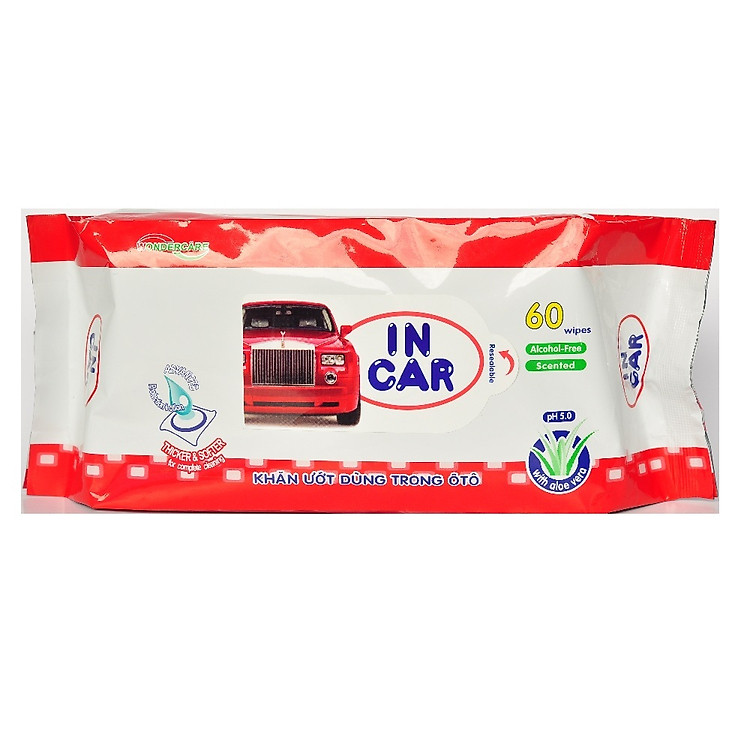 Khăn Ướt Dùng Trong ÔTÔ Incar 60 Tờ - Không Mùi