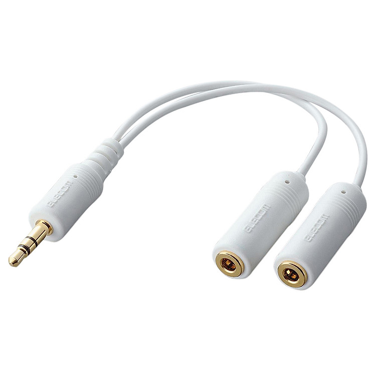 Dây Cáp Chia 2 Cực Âm Jack 3.5mm Cho Ipod Elecom IPC-AS/WH - Trắng