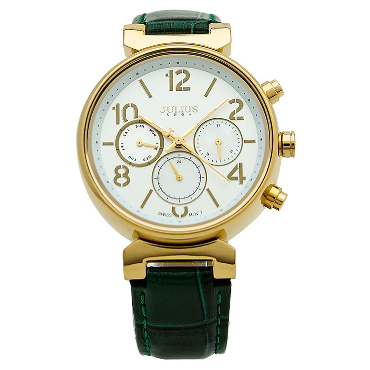 Đồng Hồ Nữ Dây Da Julius JA-850 - Xanh Crom
