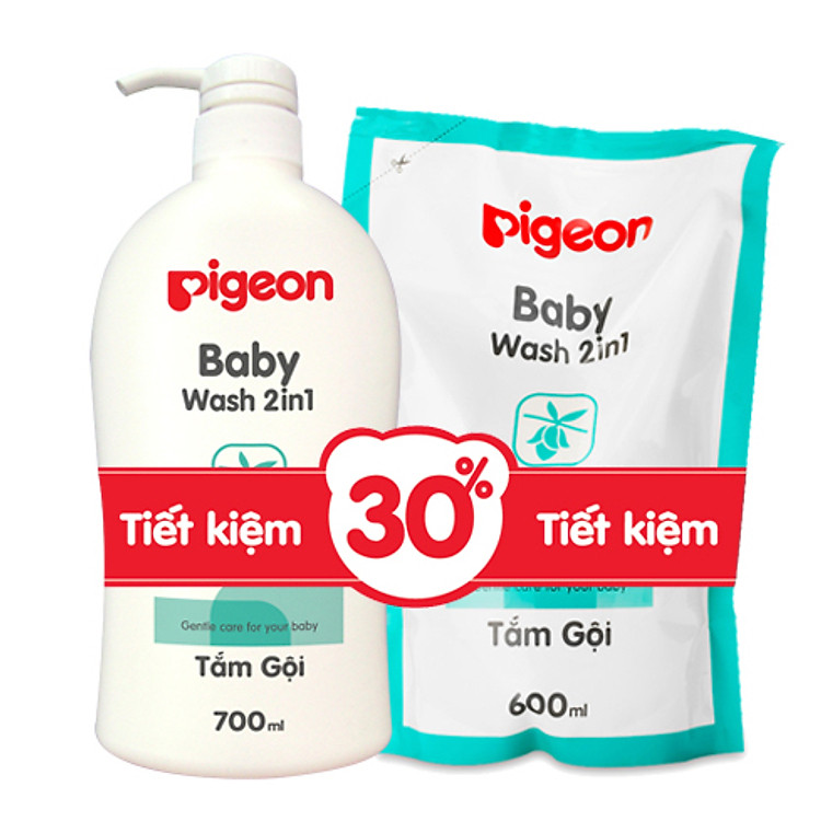 Combo Tắm Gội Pigeon Jojoba Chai 700ml Và Túi 600ml