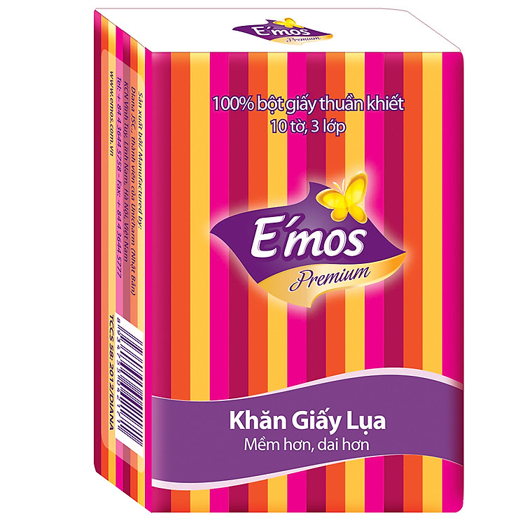 Lốc 10 Gói Khăn Giấy Lụa E'mos Premium 3 Lớp (10 Tờ)