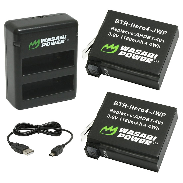 Bộ Pin Sạc Li-ion WASABI cho Gopro HERO4 - Hàng Chính Hãng