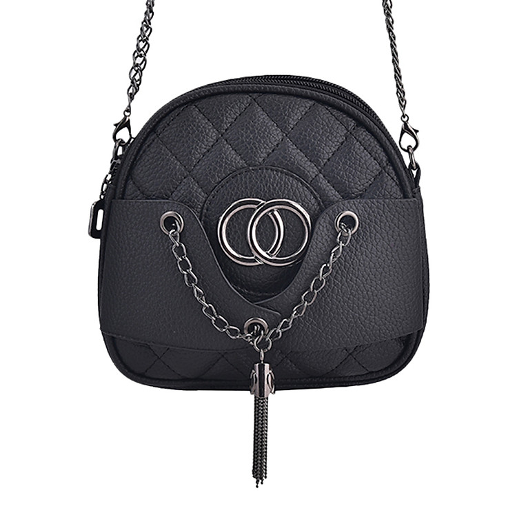 Túi Xách Thời Trang 2 Ngăn Logo Tròn Botusi - Đen - KNT65