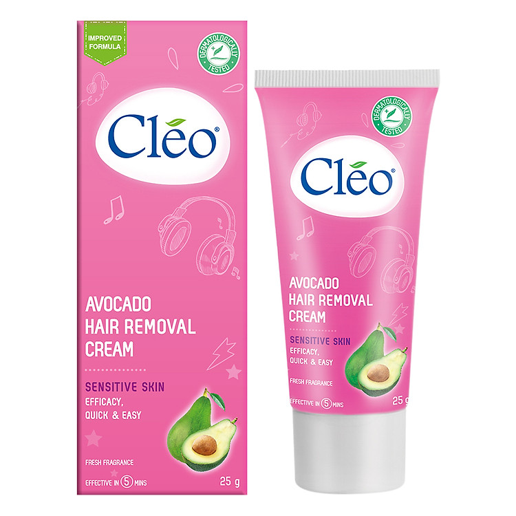 Kem Tẩy Lông Chiết Xuất Bơ Cleo Dành Cho Da Nhạy Cảm 25g, an toàn, không đau và đạt hiệu quả nhanh chóng