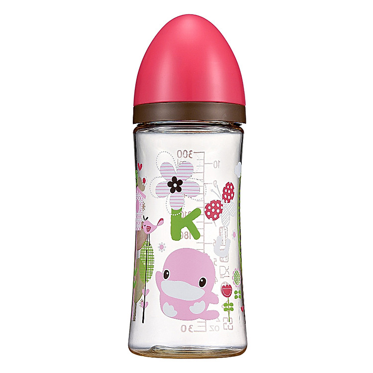 Bình Sữa Nhựa PES Cổ Rộng Kuku KU5853A (300ml) - Hồng