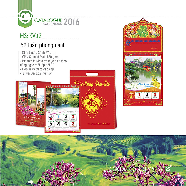 Lịch Treo Tường 52 tuần Khang Việt Năm 2016 - KV.12 - Phong Cảnh (30.5 x 67)