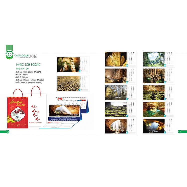 Lịch Để Bàn Chữ A - KV36A Khang Việt Năm 2016 - Hang Sơn Đoòng