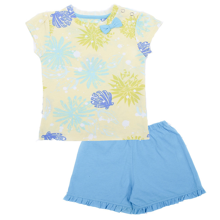 Bộ Đồ Bé Gái Cài Vai In Hình Hoa LullabyBaby L-NH03-15 51 - Xanh