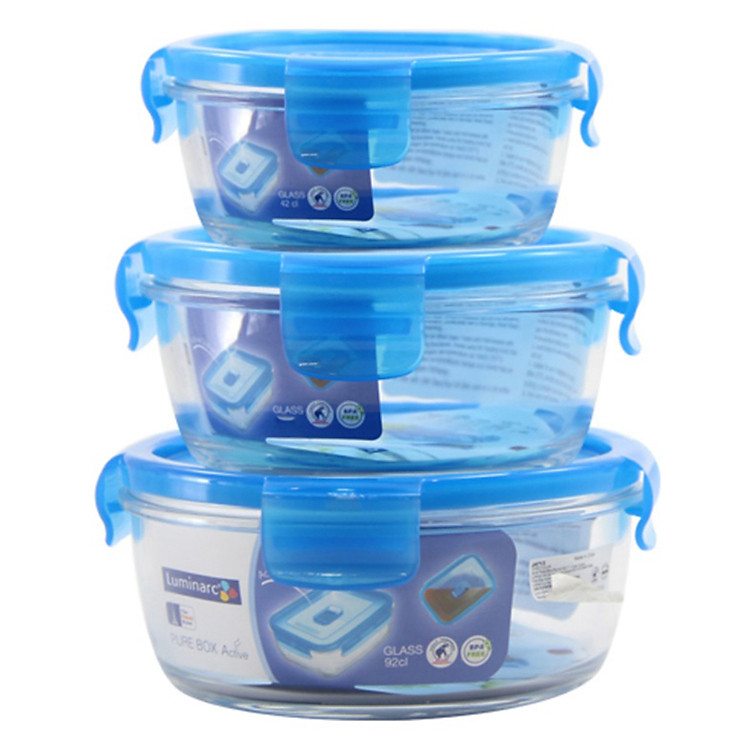 Bộ 3 Hộp Thủy Tinh Tròn Luminarc L2719 (420ml + 670ml + 920ml)