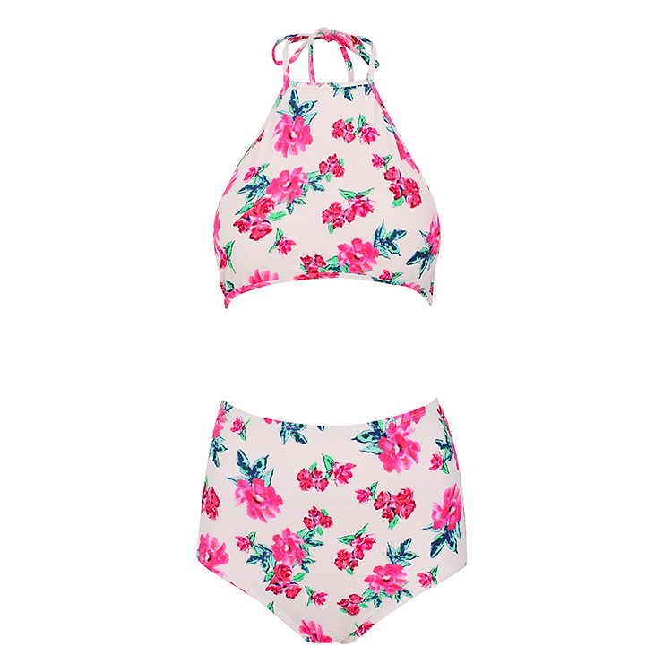 Bikini 2 Mảnh Quần Lưng Cao Họa Tiết Hoa Hồng Peace's LC37B - Freesize