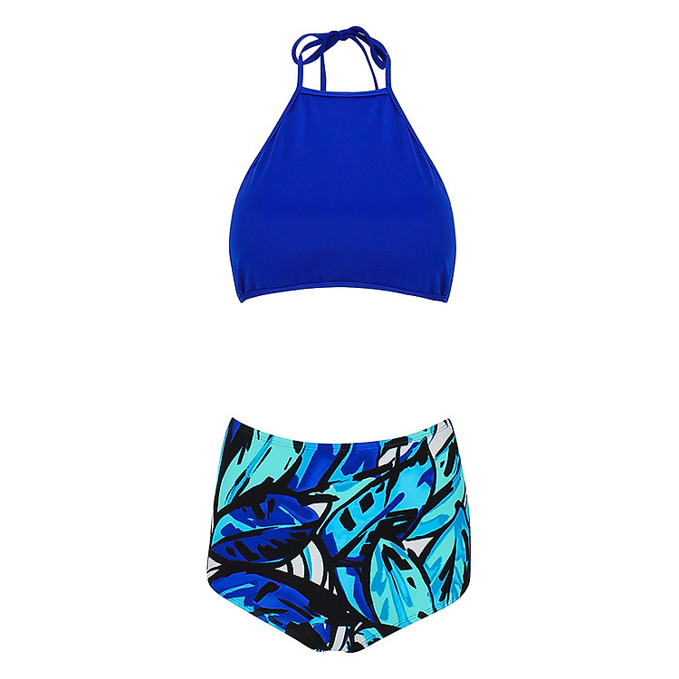 Bikini 2 Mảnh Quần Lưng Cao Peace's LC51 - Xanh Coban - Freesize