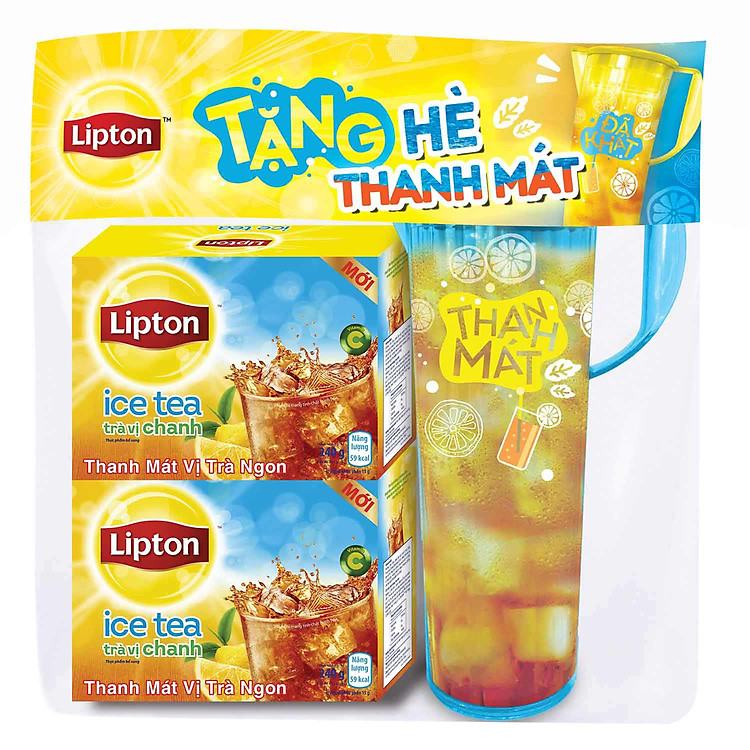 Combo 2 Hộp Trà Lipton Ice Tea Chanh (15gx16 gói) Tặng 1 Bình Nước