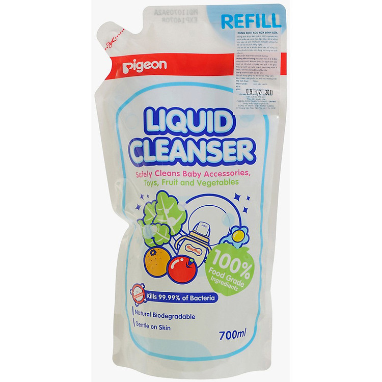 Dung Dịch Súc Rửa Bình Sữa Pigeon Túi 700ml