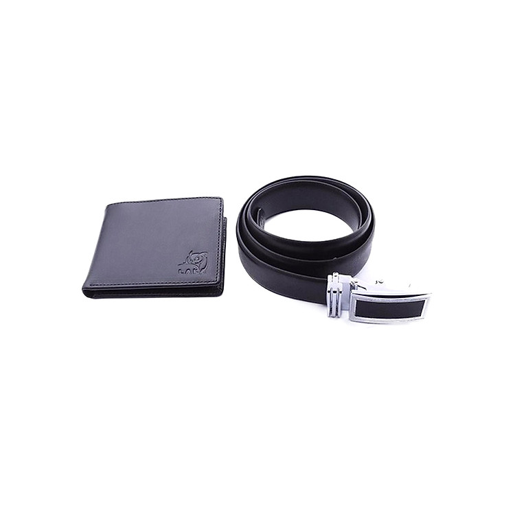 Combo Thắt Lưng Và Ví Da Bò LAKA LK002 - Đen