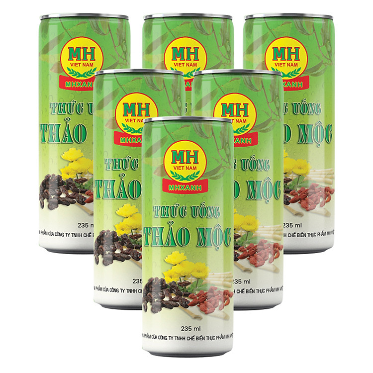 Lốc 6 Lon Nước Uống Thảo Mộc Bảo Vệ Sức Khỏe MH Xanh (235ml/Lon)