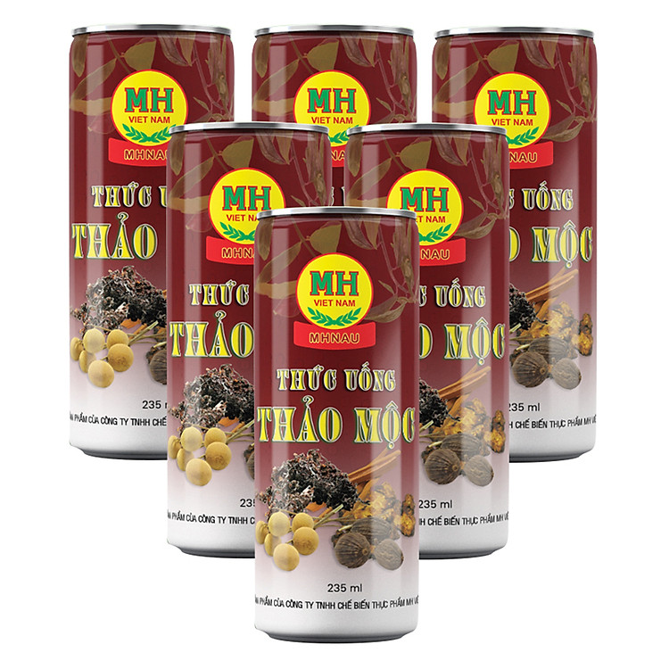 Lốc 6 Lon Nước Uống Thảo Mộc Bảo Vệ Sức Khỏe MH Nâu (235ml/Lon)