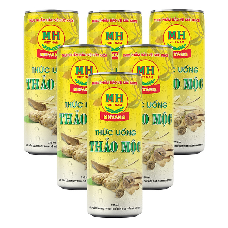 Lốc 6 Lon Nước Uống Thảo Mộc Bảo Vệ Sức Khỏe MH Vàng (235ml/Lon)