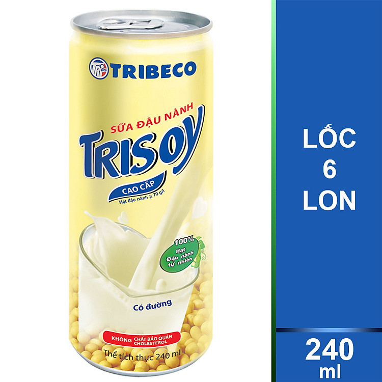 Lốc 6 Lon Sữa Đậu Nành Trisoy 240ml