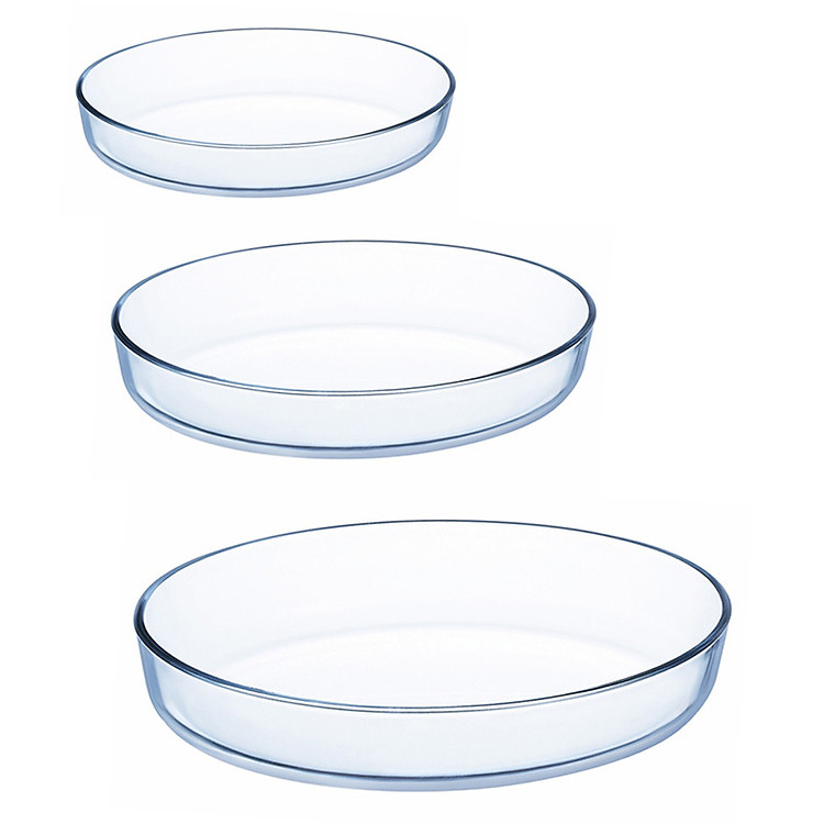 Combo 3 Khay Nướng Oval Thủy Tinh Luminarc (26x20cm; 30x20cm; 35x27cm)